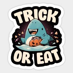 Trick or Eat - Dark Funny Shark Halloween Gift Sticker